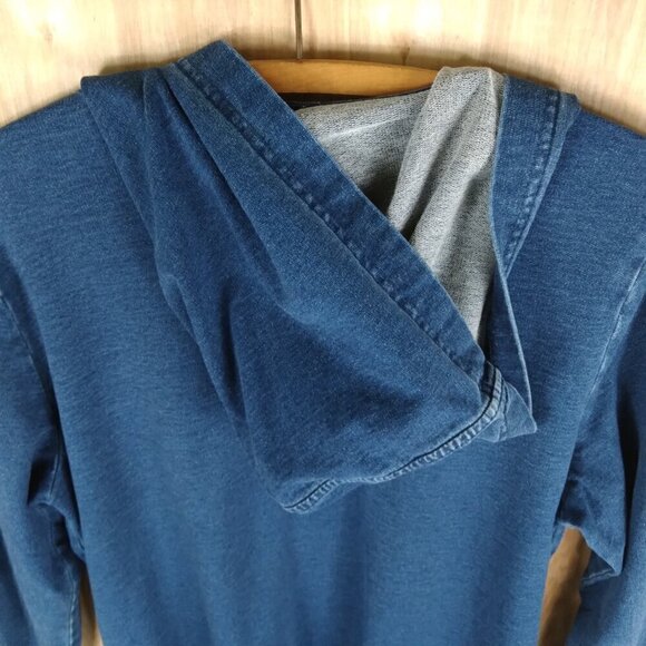 Purejill Indigo Long Denim Hooded Stretch Jacket Lagenlook Perfect! Sz M - Picture 4 of 10